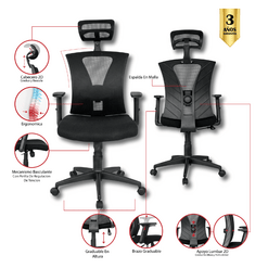 silla de oficina jamundi base nylon color negro material del tapizado mesh 5