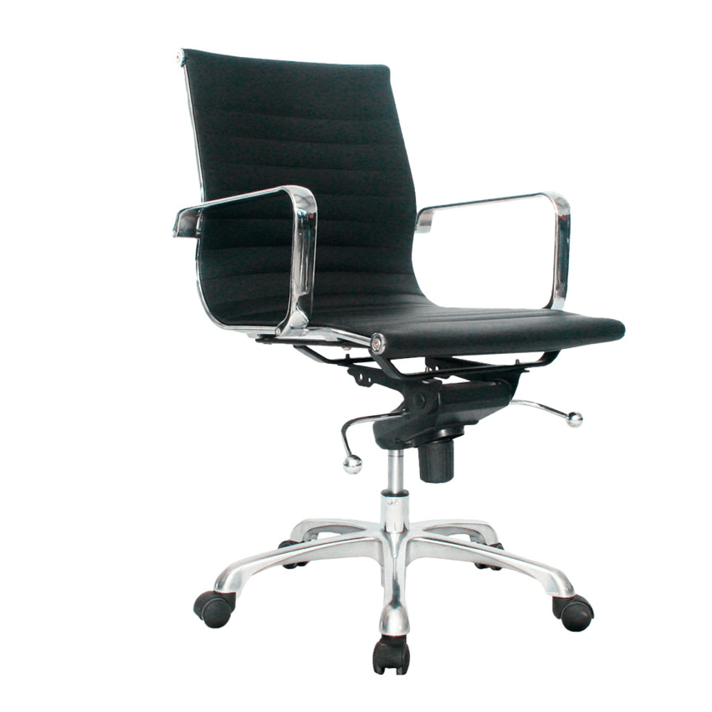 silla de oficina lion media en cuero sintetico base aluminio 3