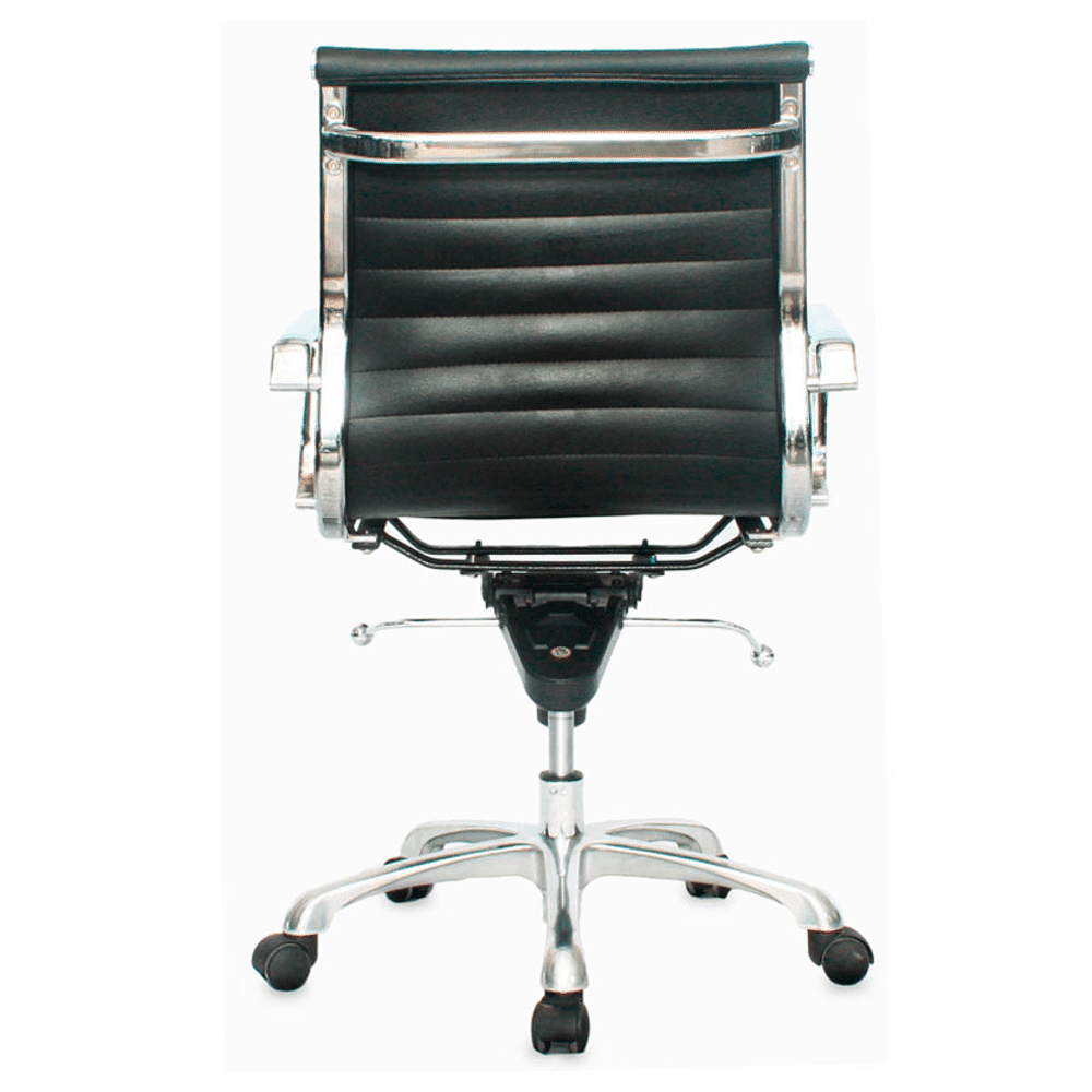 silla de oficina lion media en cuero sintetico base aluminio