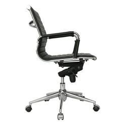 silla de oficina santuario media en cuero sintetico color negro base cromo 2